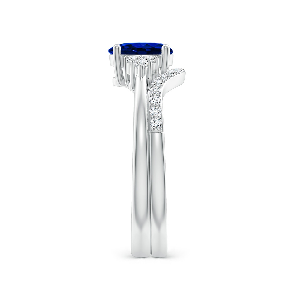 7x5mm Lab-Grown Blue Sapphire and Diamond Trio Bridal Set in P950 Platinum product image
