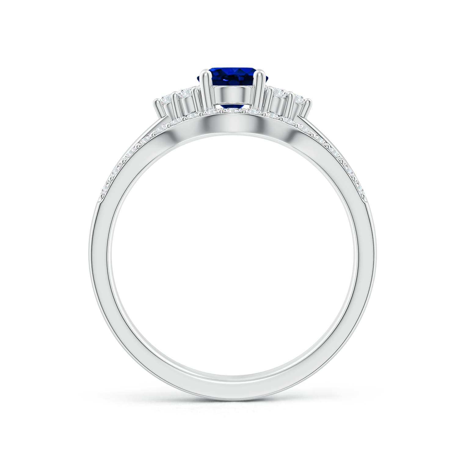 AAAA - Blue Sapphire / 1.1 CT / 14 KT White Gold