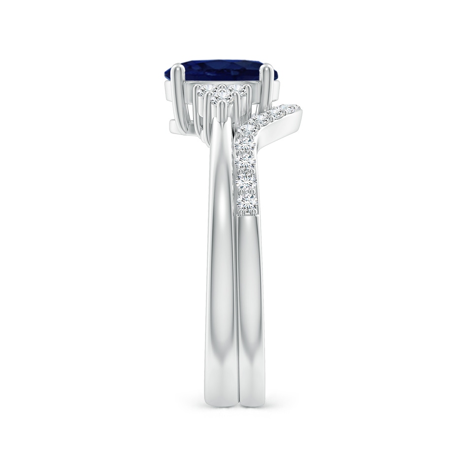 8x6mm A Blue Sapphire and Diamond Trio Bridal Set in 9K White Gold product image