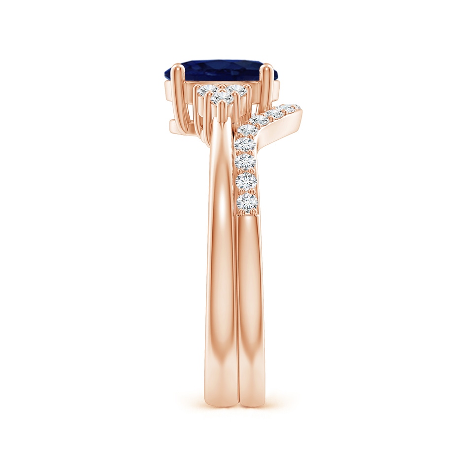 8x6mm A Blue Sapphire and Diamond Trio Bridal Set in Rose Gold product image