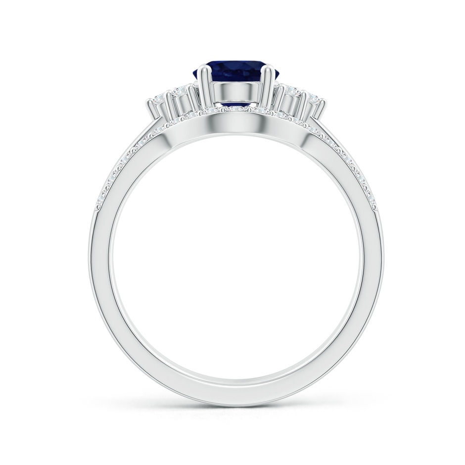 8x6mm A Blue Sapphire and Diamond Trio Bridal Set in White Gold product image