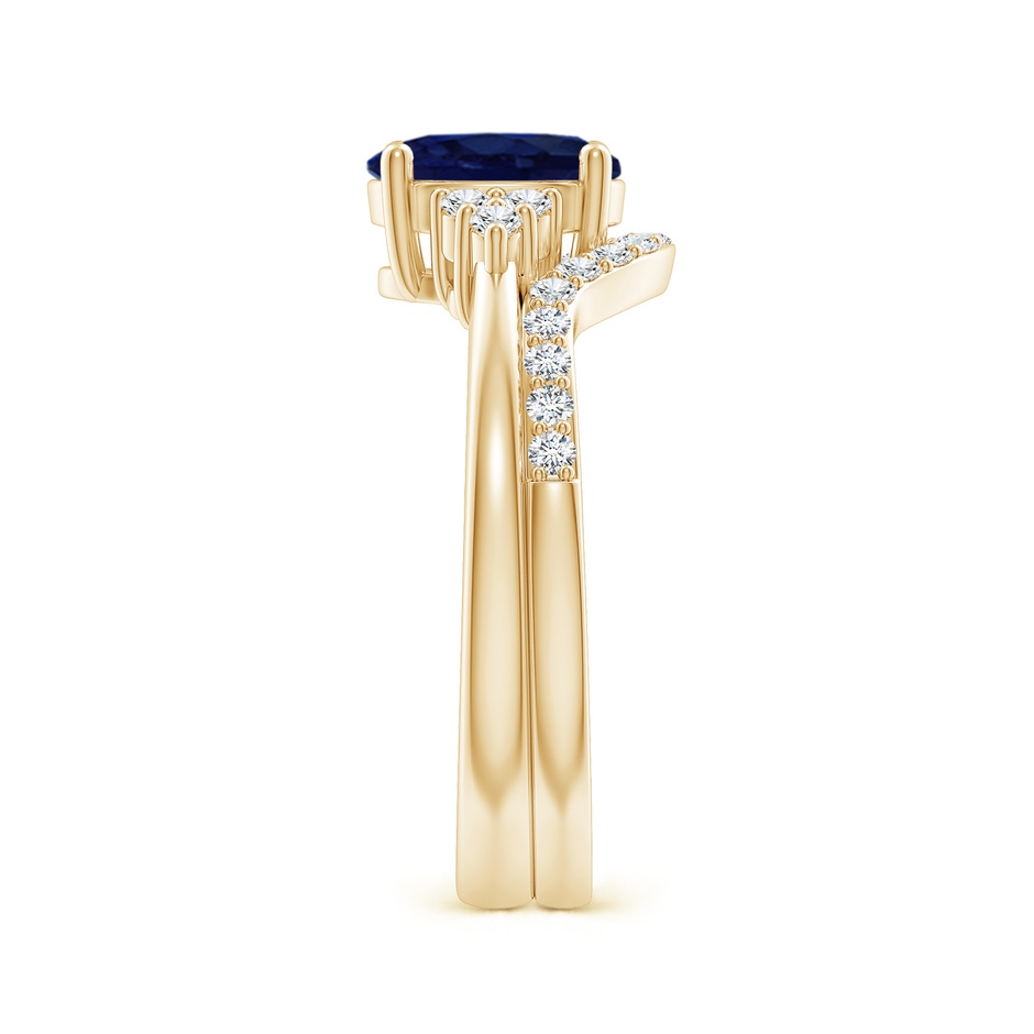 8x6mm A Blue Sapphire and Diamond Trio Bridal Set in Yellow Gold product image