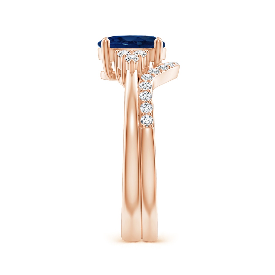 8x6mm AA Blue Sapphire and Diamond Trio Bridal Set in Rose Gold product image