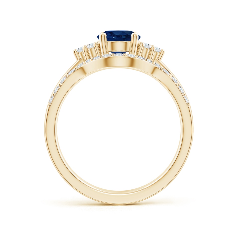 8x6mm AA Blue Sapphire and Diamond Trio Bridal Set in Yellow Gold product image
