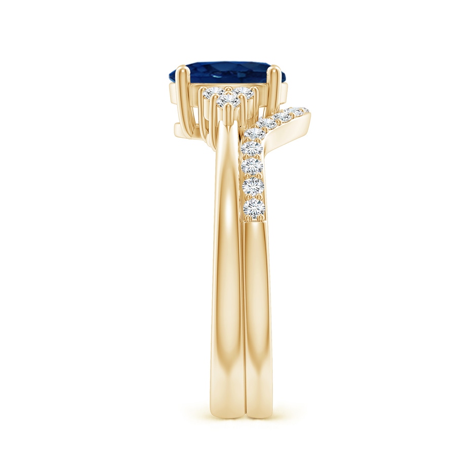 8x6mm AA Blue Sapphire and Diamond Trio Bridal Set in Yellow Gold product image