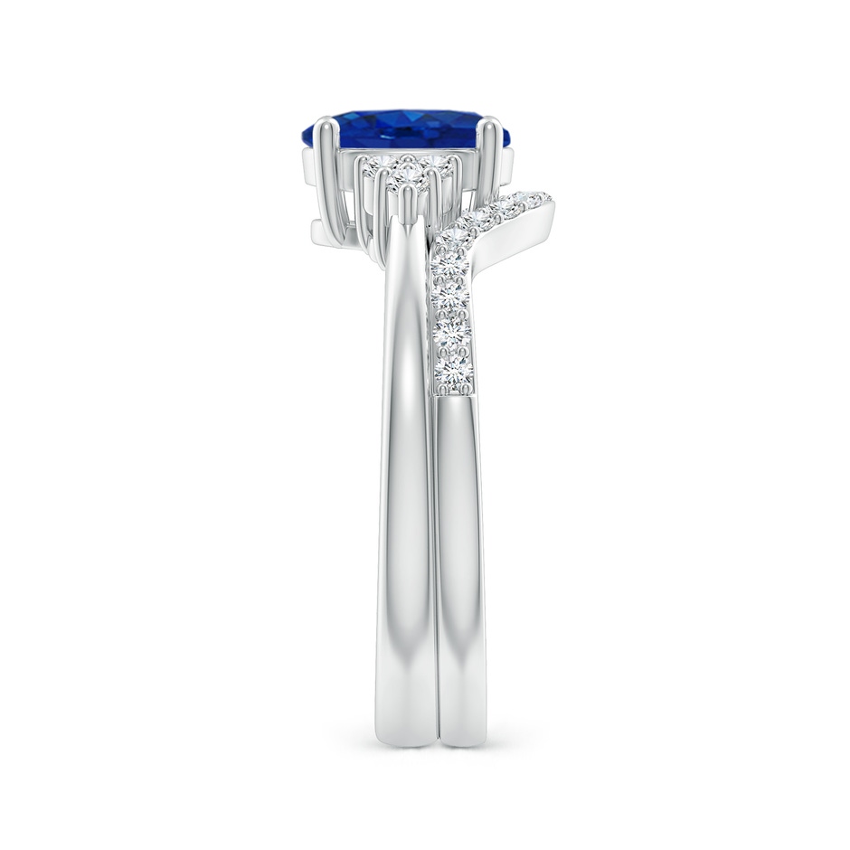 8x6mm AAA Blue Sapphire and Diamond Trio Bridal Set in P950 Platinum product image
