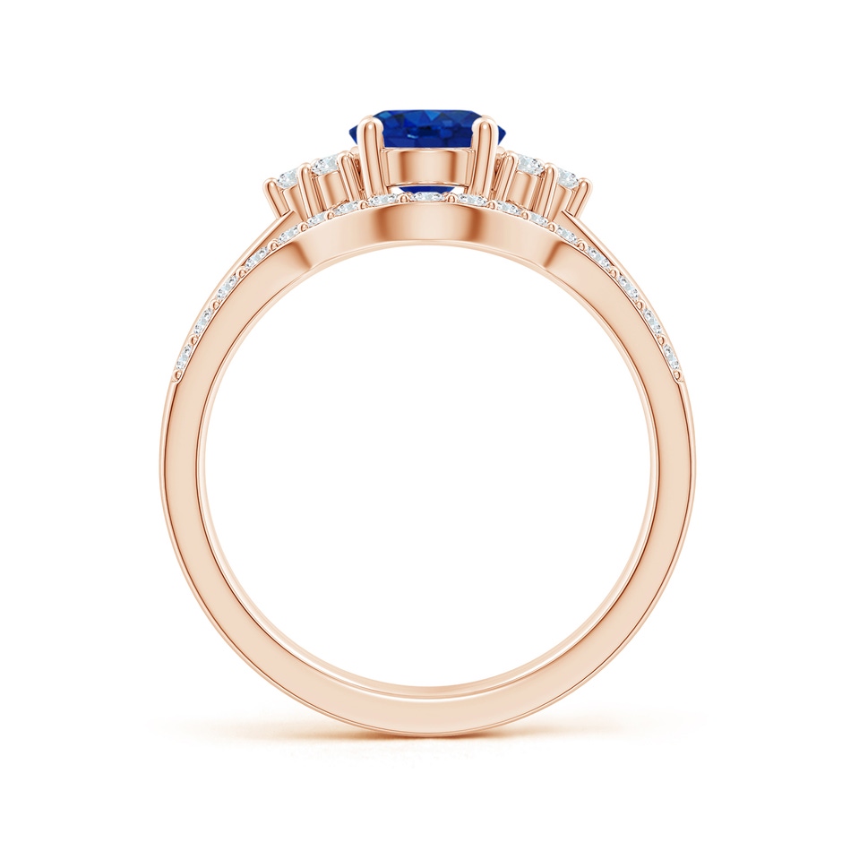 8x6mm AAA Blue Sapphire and Diamond Trio Bridal Set in Rose Gold product image