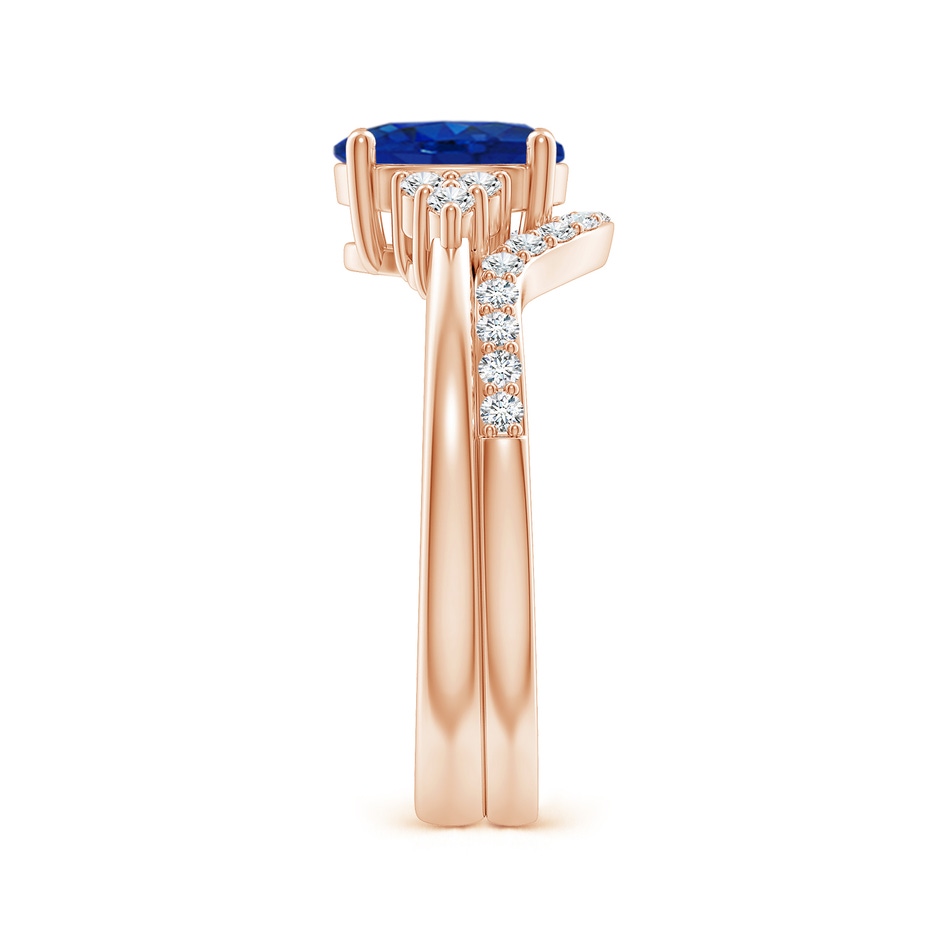 8x6mm AAA Blue Sapphire and Diamond Trio Bridal Set in Rose Gold product image