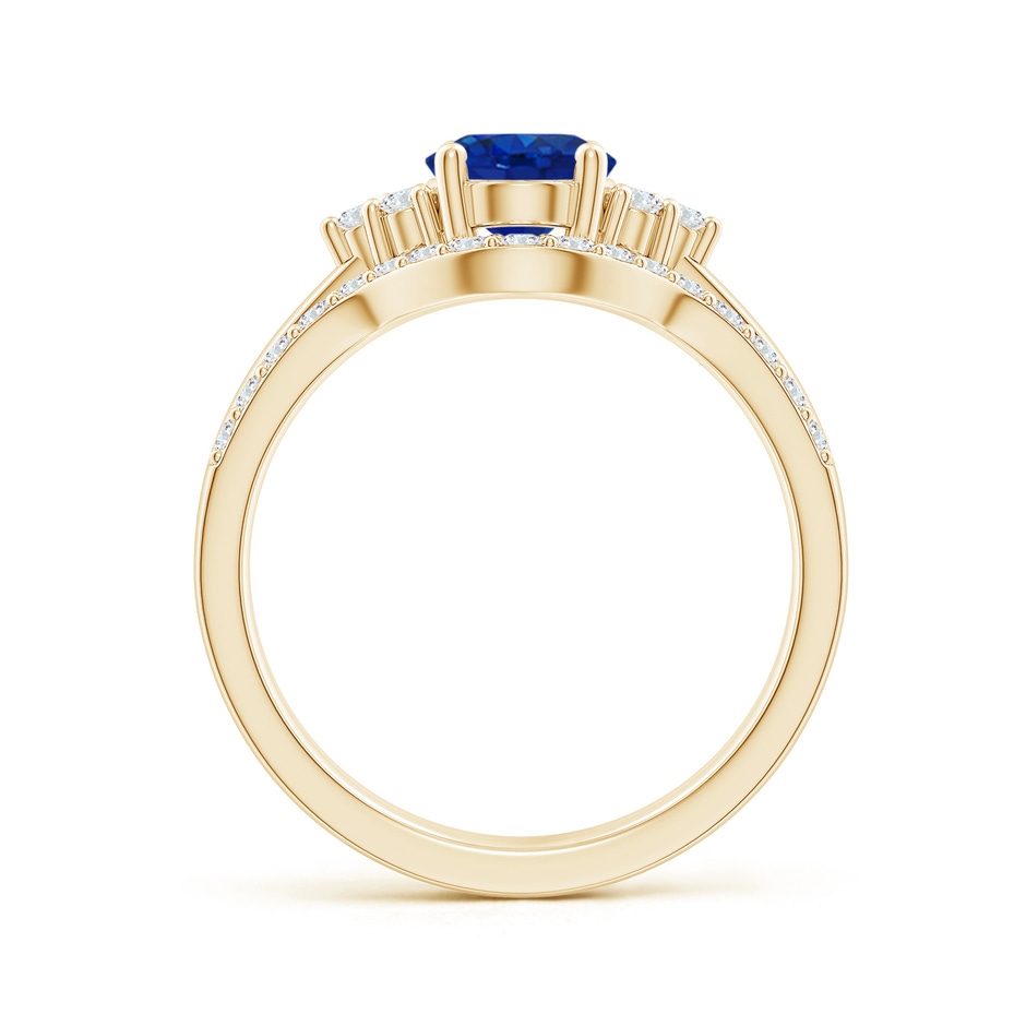 8x6mm AAA Blue Sapphire and Diamond Trio Bridal Set in Yellow Gold product image