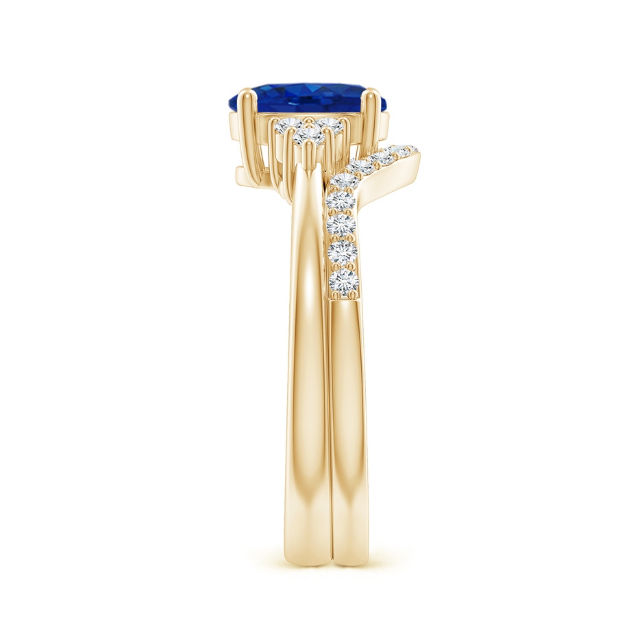 8x6mm AAA Blue Sapphire and Diamond Trio Bridal Set in Yellow Gold product image