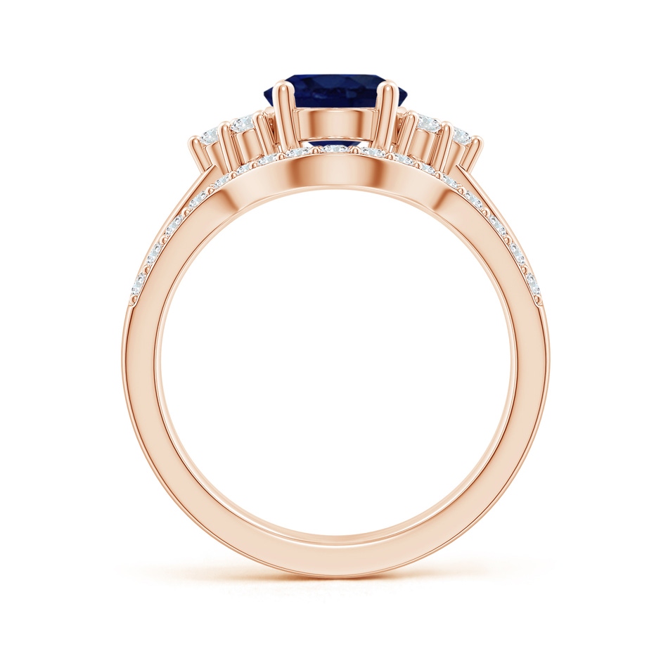 9x7mm A Blue Sapphire and Diamond Trio Bridal Set in Rose Gold product image