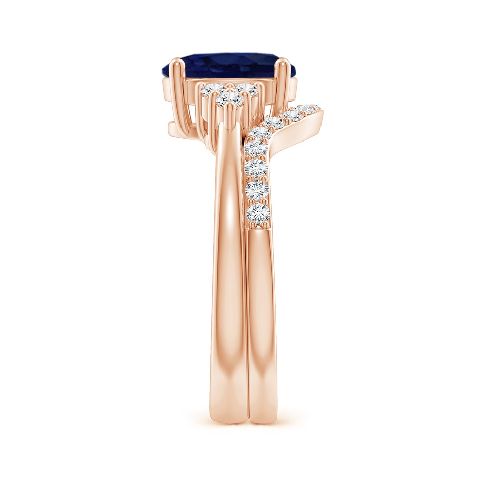 9x7mm A Blue Sapphire and Diamond Trio Bridal Set in Rose Gold product image