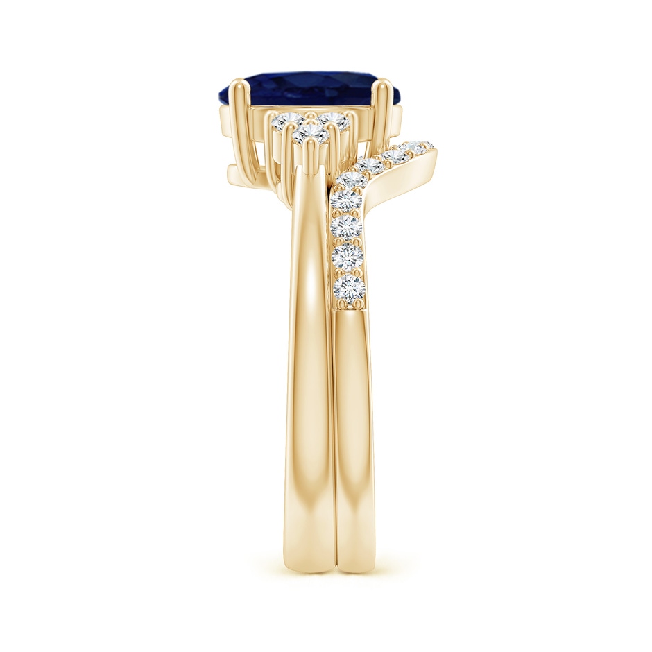 9x7mm A Blue Sapphire and Diamond Trio Bridal Set in Yellow Gold product image