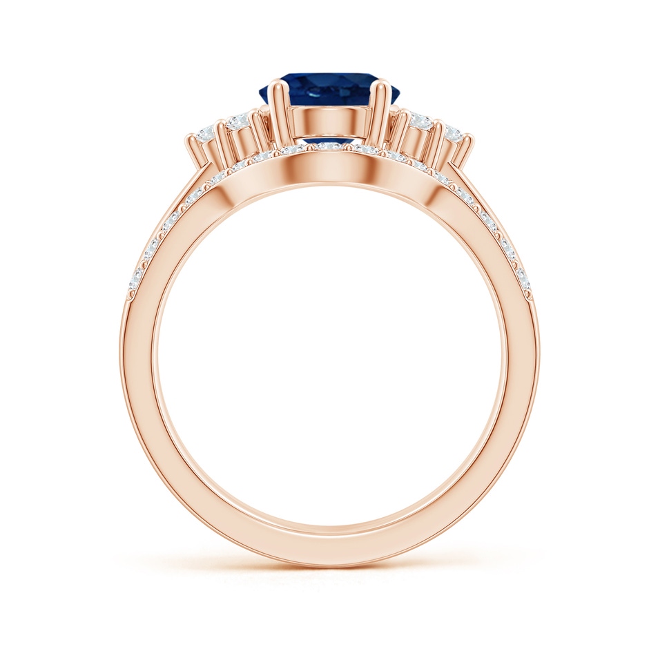 9x7mm AA Blue Sapphire and Diamond Trio Bridal Set in Rose Gold product image
