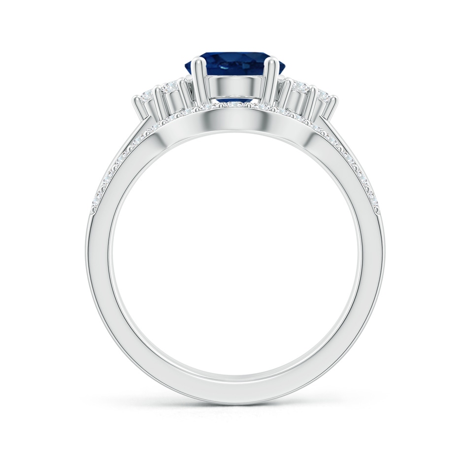 9x7mm AA Blue Sapphire and Diamond Trio Bridal Set in White Gold product image