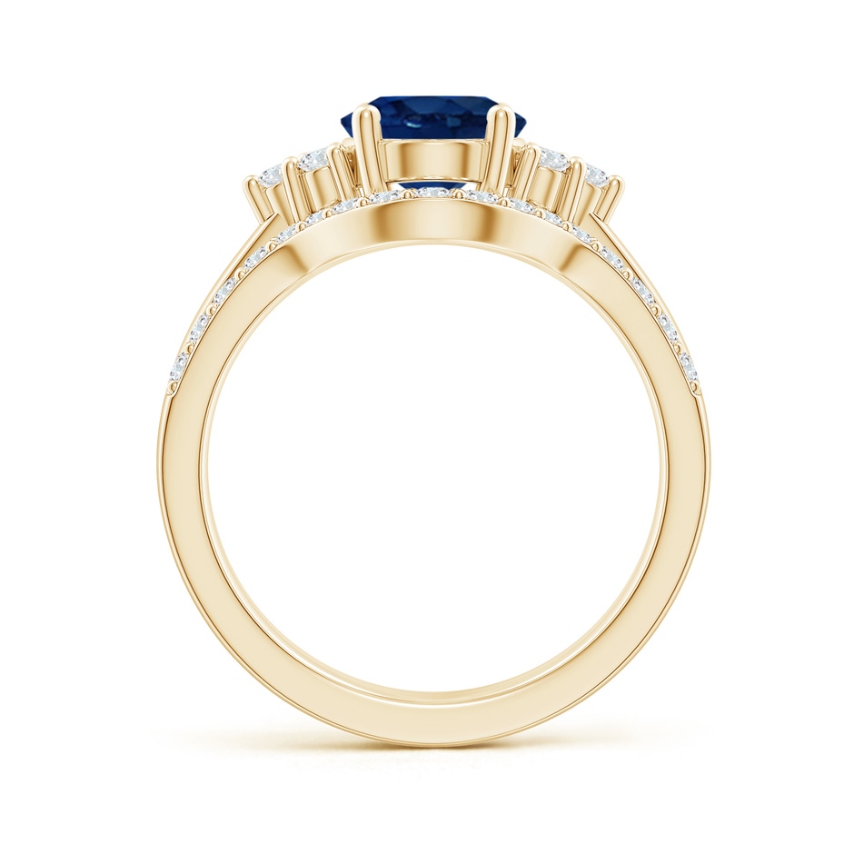 9x7mm AA Blue Sapphire and Diamond Trio Bridal Set in Yellow Gold product image