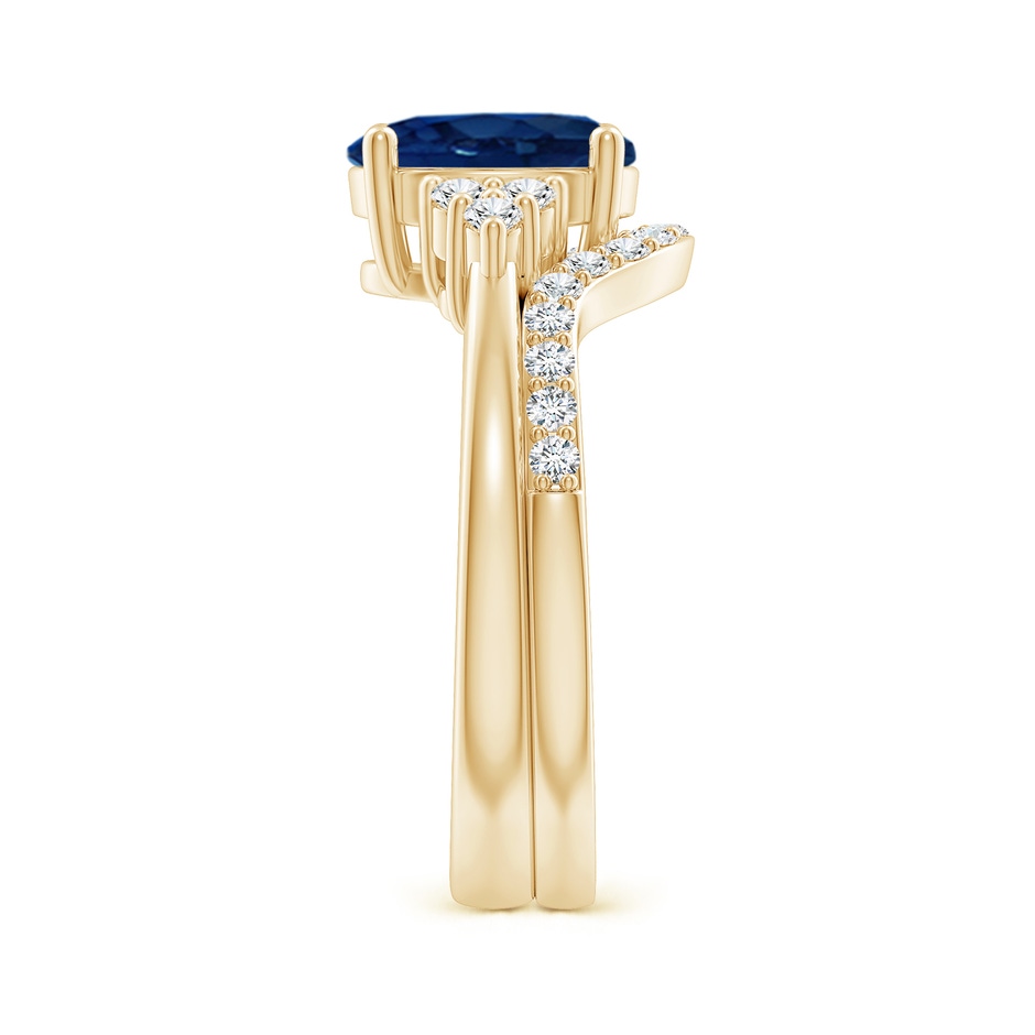 9x7mm AA Blue Sapphire and Diamond Trio Bridal Set in Yellow Gold product image