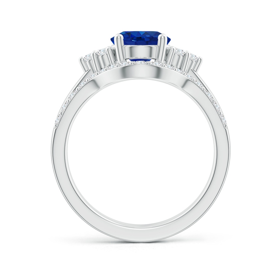 9x7mm AAA Blue Sapphire and Diamond Trio Bridal Set in P950 Platinum product image