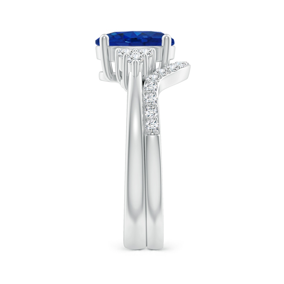 9x7mm AAA Blue Sapphire and Diamond Trio Bridal Set in P950 Platinum product image