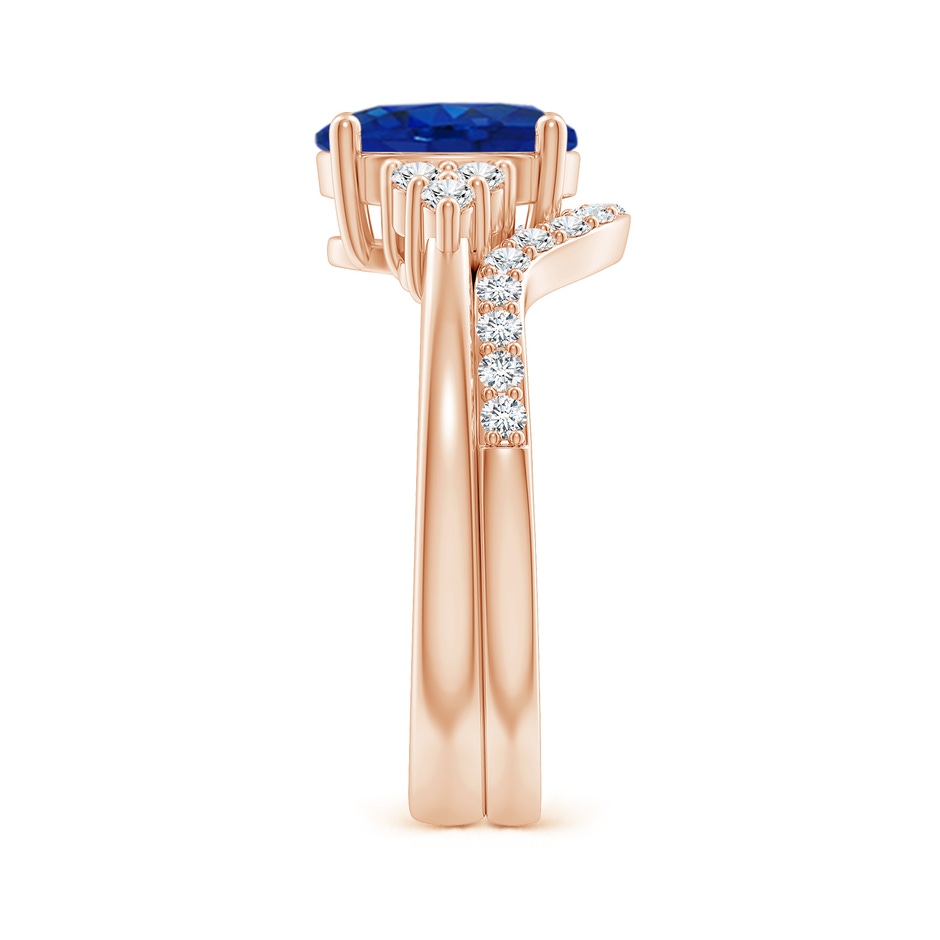 9x7mm AAA Blue Sapphire and Diamond Trio Bridal Set in Rose Gold product image