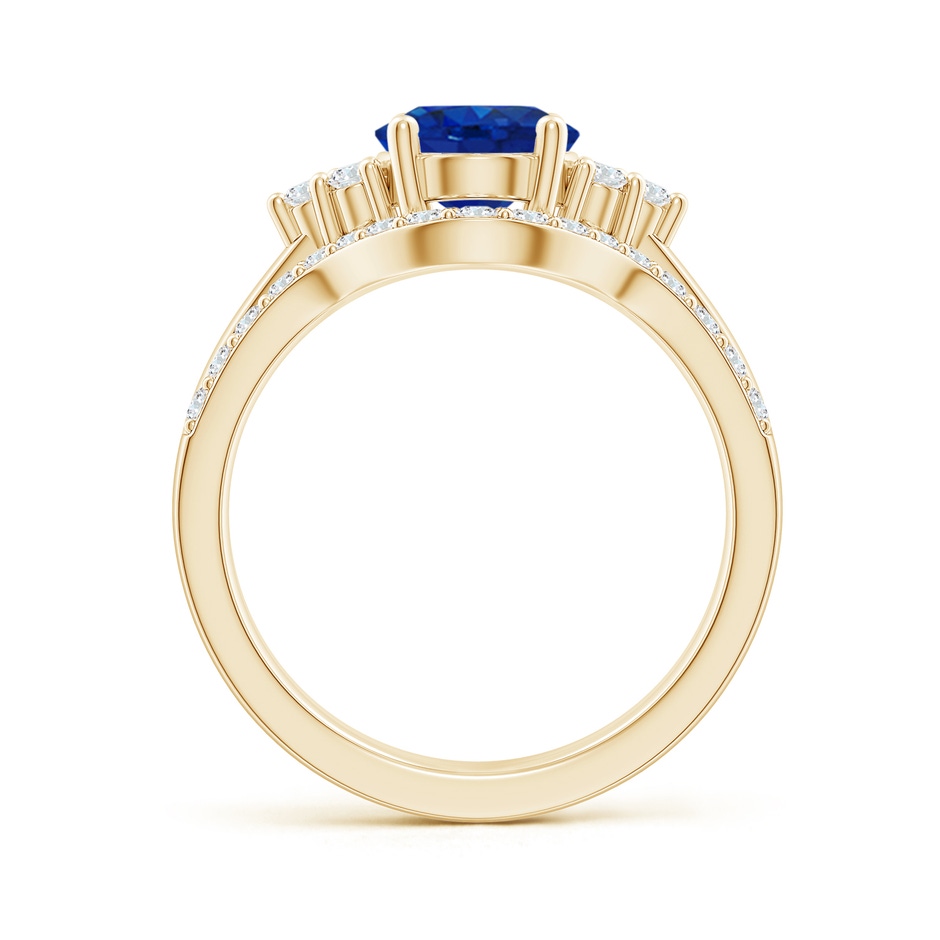 9x7mm AAA Blue Sapphire and Diamond Trio Bridal Set in Yellow Gold product image