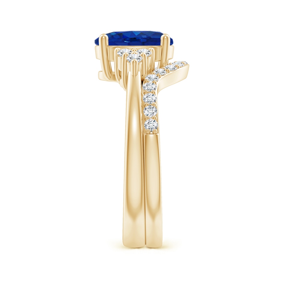 9x7mm AAA Blue Sapphire and Diamond Trio Bridal Set in Yellow Gold product image
