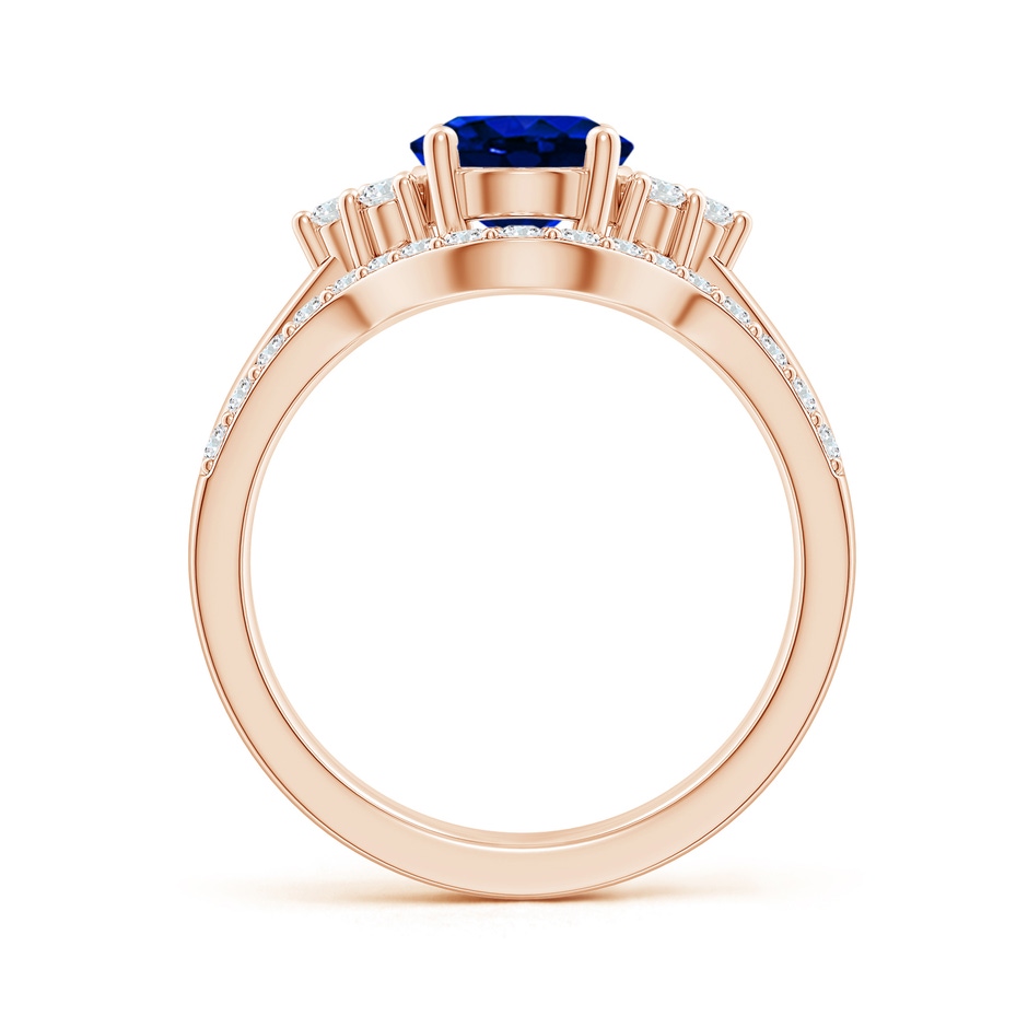 9x7mm AAAA Blue Sapphire and Diamond Trio Bridal Set in Rose Gold product image