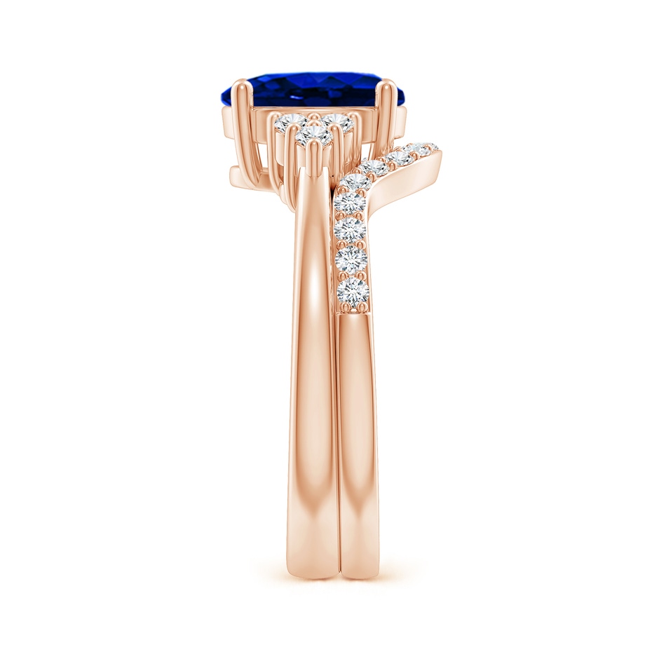 9x7mm AAAA Blue Sapphire and Diamond Trio Bridal Set in Rose Gold product image