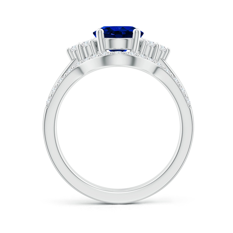 9x7mm Lab-Grown Blue Sapphire and Diamond Trio Bridal Set in White Gold product image