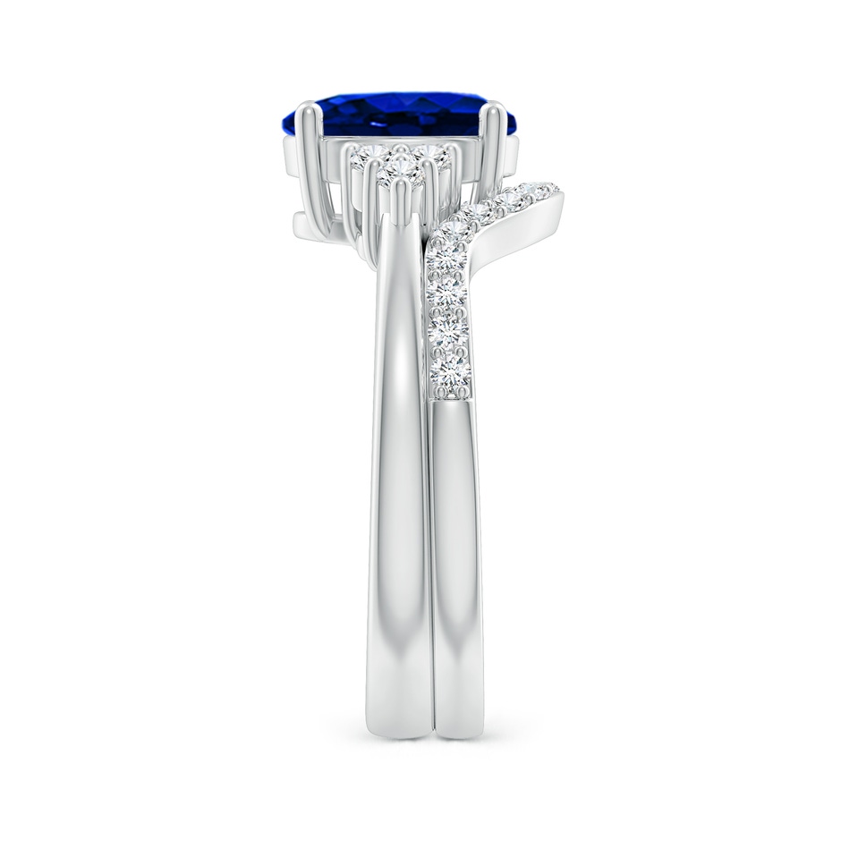 9x7mm Lab-Grown Blue Sapphire and Diamond Trio Bridal Set in White Gold product image