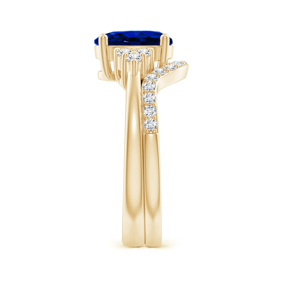 9x7mm AAAA Blue Sapphire and Diamond Trio Bridal Set in Yellow Gold product image