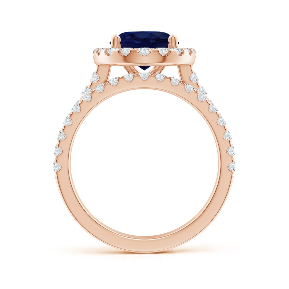 10x8mm A Classic Blue Sapphire and Diamond Bridal Set in Rose Gold side-1