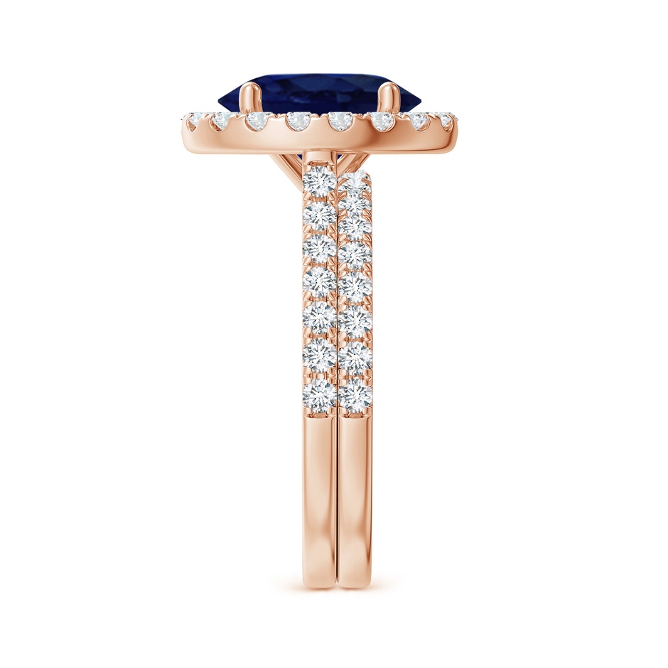 10x8mm A Classic Blue Sapphire and Diamond Bridal Set in Rose Gold side-2