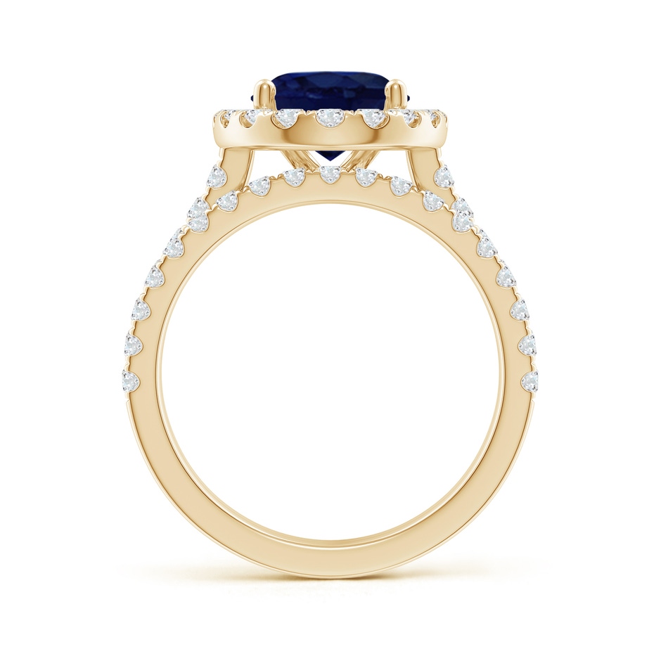 10x8mm A Classic Blue Sapphire and Diamond Bridal Set in Yellow Gold side-1
