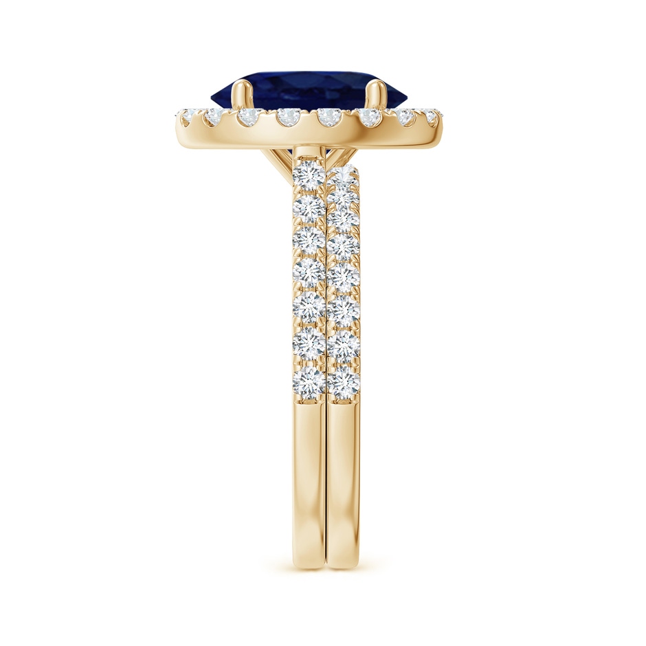 10x8mm A Classic Blue Sapphire and Diamond Bridal Set in Yellow Gold side-2