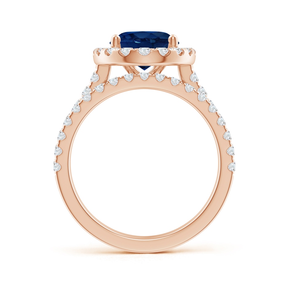 10x8mm AA Classic Blue Sapphire and Diamond Bridal Set in Rose Gold side-1