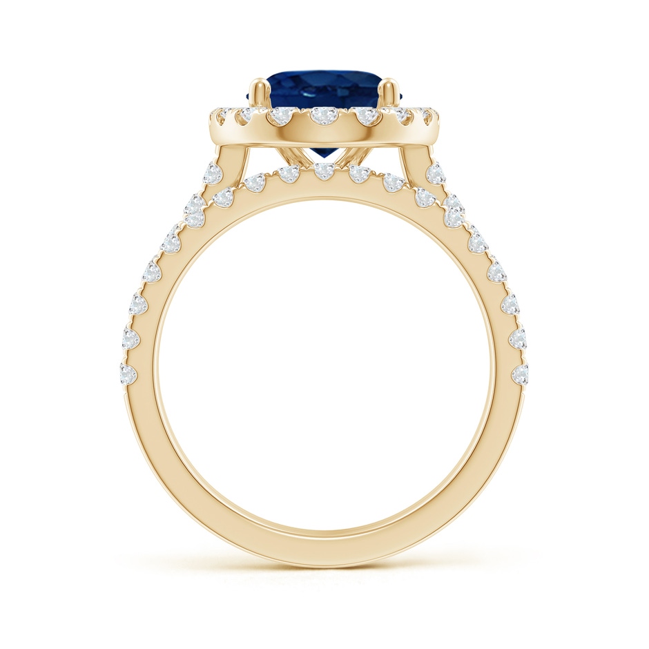 10x8mm AA Classic Blue Sapphire and Diamond Bridal Set in Yellow Gold side-1