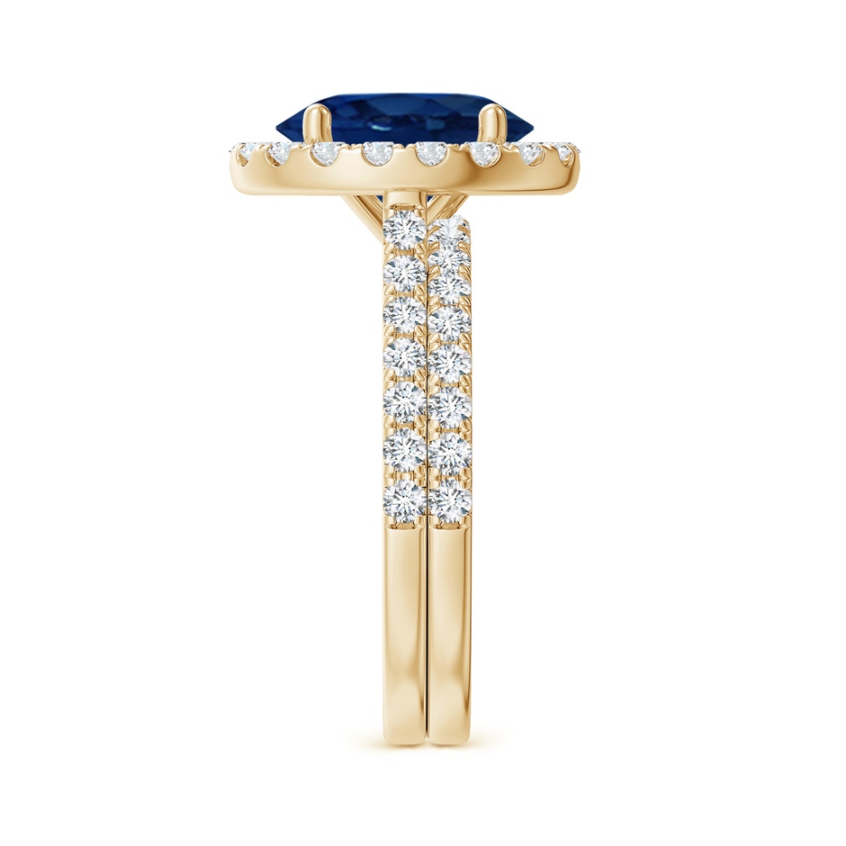 10x8mm AA Classic Blue Sapphire and Diamond Bridal Set in Yellow Gold side-2