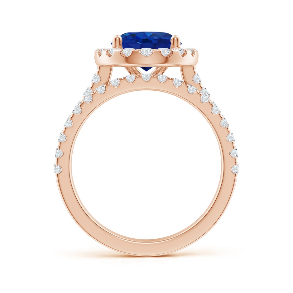 10x8mm AAA Classic Blue Sapphire and Diamond Bridal Set in Rose Gold side-1