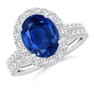 10x8mm AAA Classic Blue Sapphire and Diamond Bridal Set in White Gold