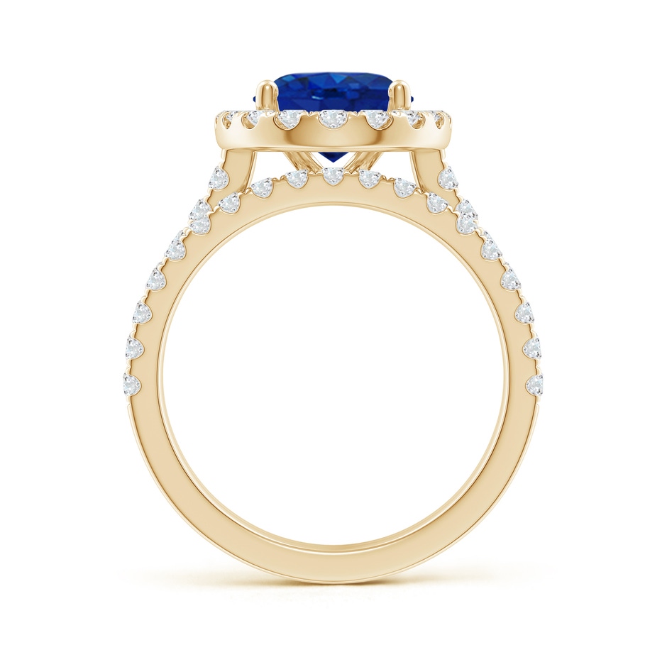 10x8mm AAA Classic Blue Sapphire and Diamond Bridal Set in Yellow Gold side-1