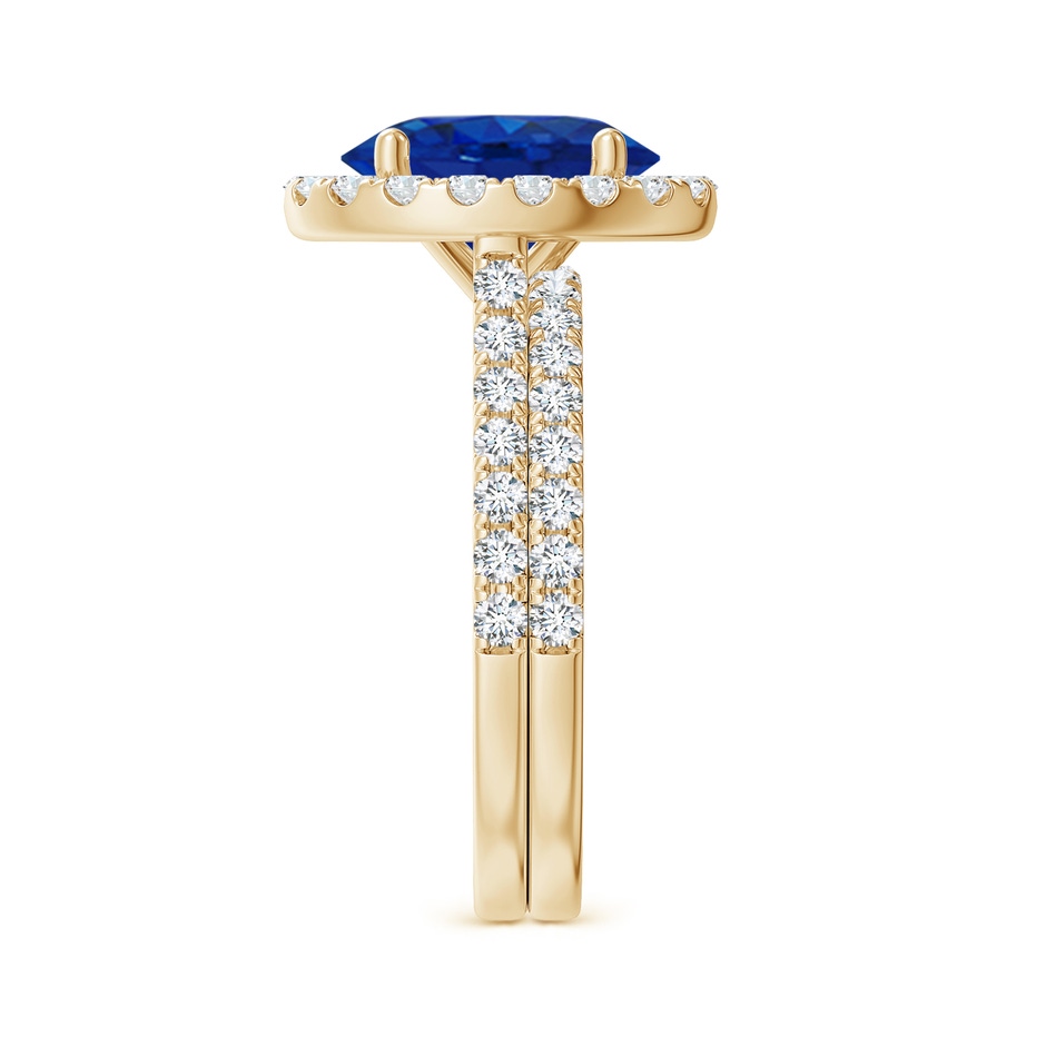 10x8mm AAA Classic Blue Sapphire and Diamond Bridal Set in Yellow Gold side-2