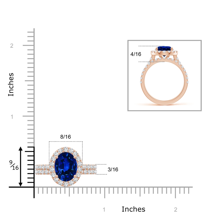 10x8mm AAAA Classic Blue Sapphire and Diamond Bridal Set in 9K Rose Gold product image