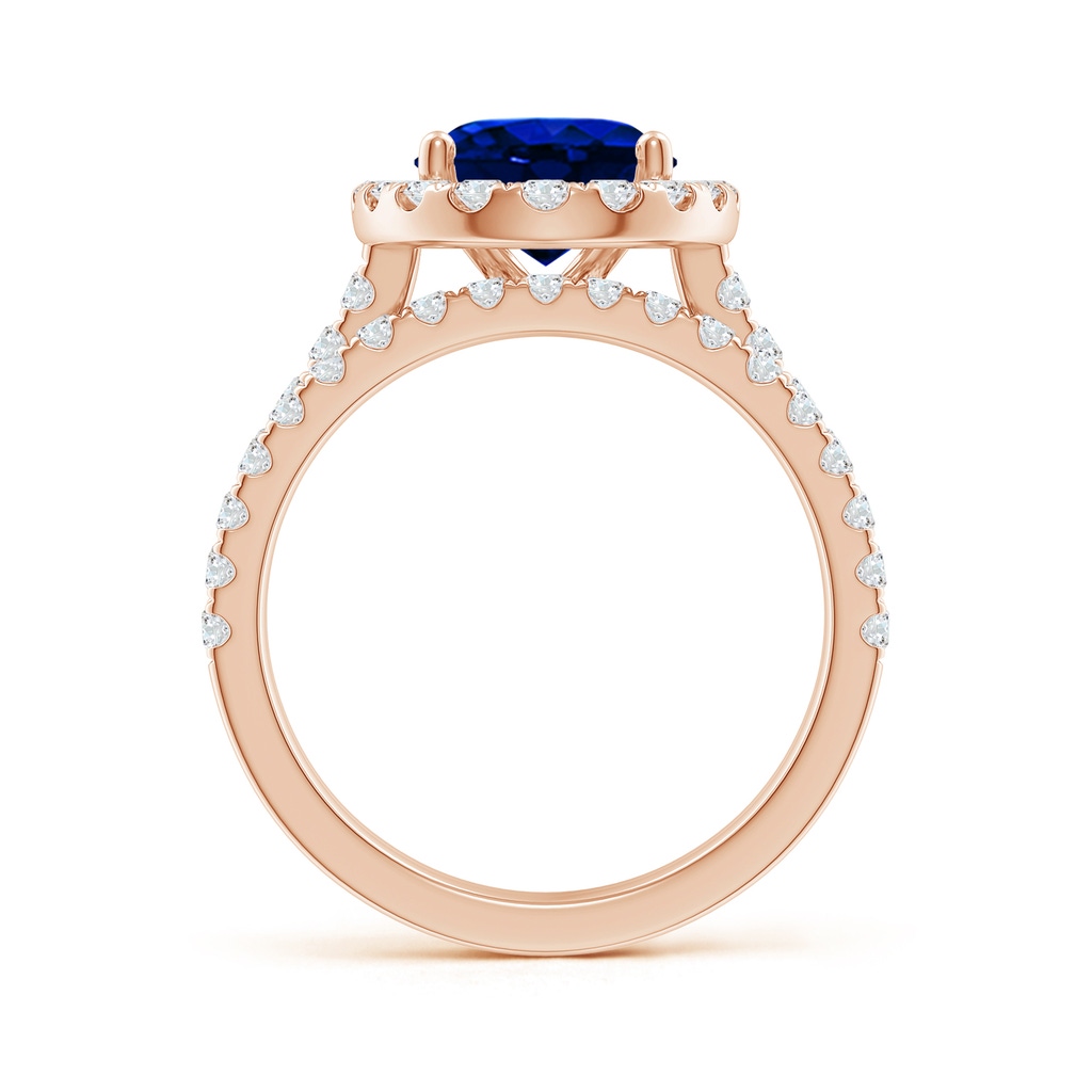 10x8mm AAAA Classic Blue Sapphire and Diamond Bridal Set in Rose Gold - side_1
