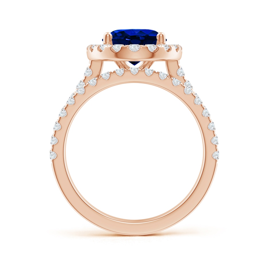 10x8mm AAAA Classic Blue Sapphire and Diamond Bridal Set in Rose Gold side-1