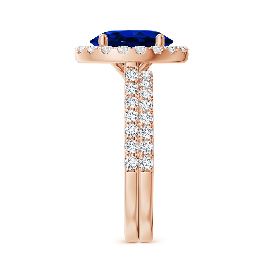 10x8mm AAAA Classic Blue Sapphire and Diamond Bridal Set in Rose Gold side-2
