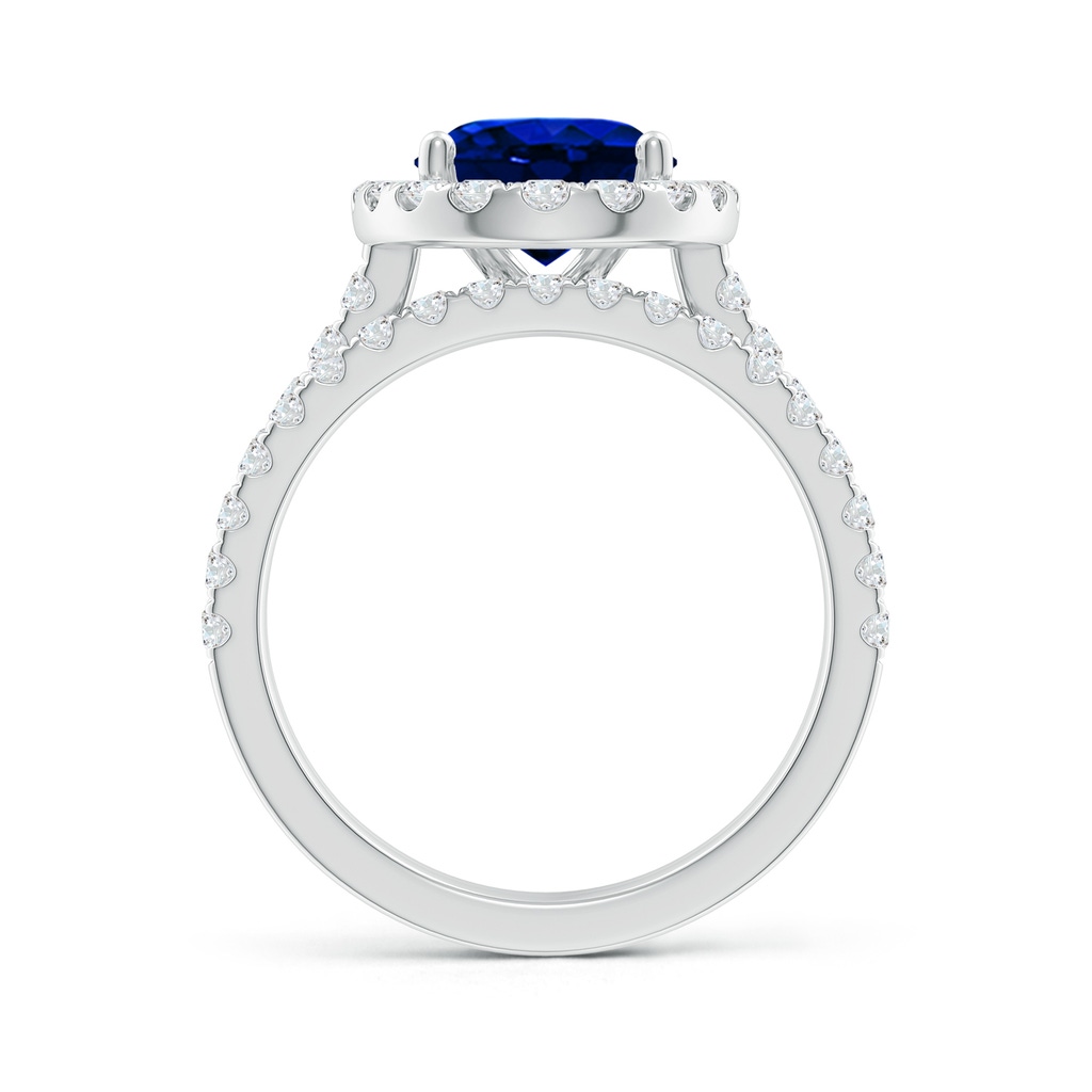 10x8mm AAAA Classic Blue Sapphire and Diamond Bridal Set in White Gold Side-1