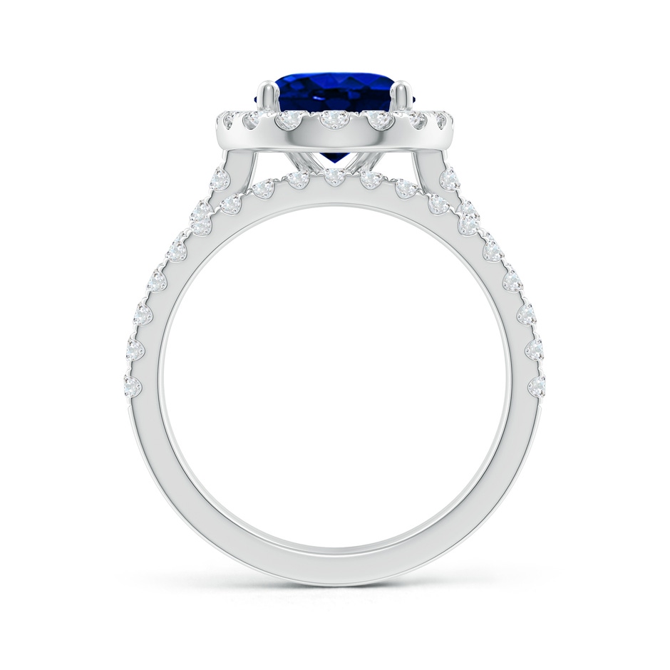 10x8mm AAAA Classic Blue Sapphire and Diamond Bridal Set in White Gold side-1