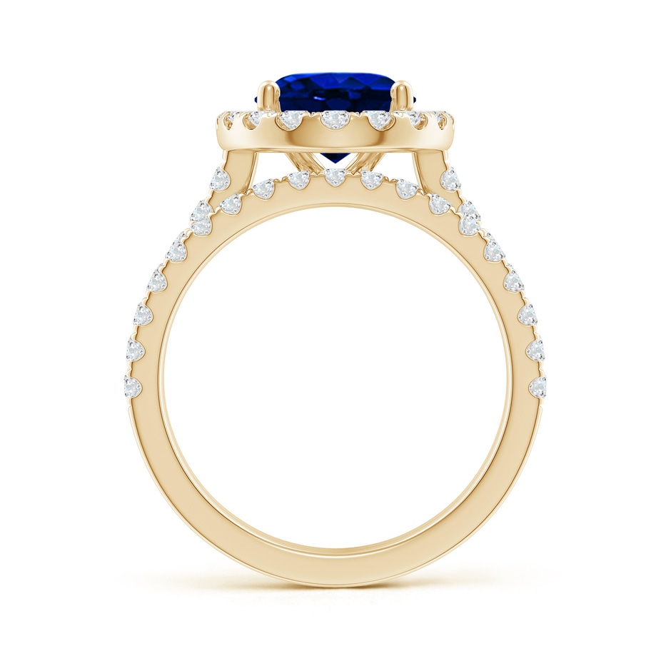 10x8mm AAAA Classic Blue Sapphire and Diamond Bridal Set in Yellow Gold side-1