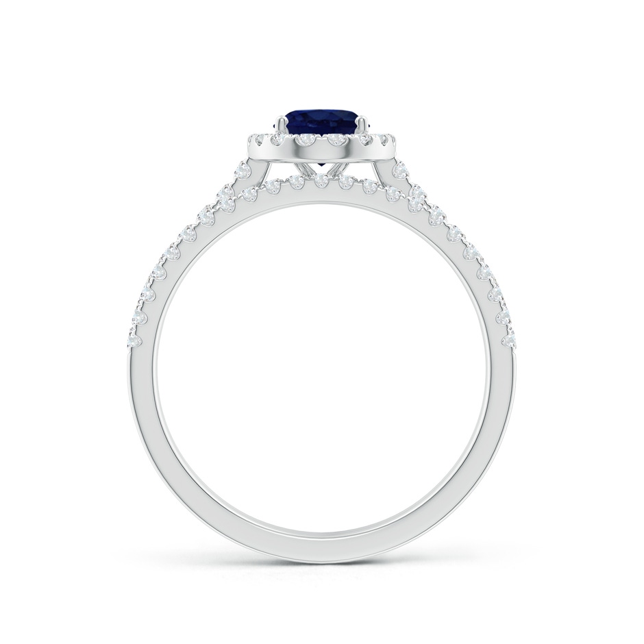7x5mm A Classic Blue Sapphire and Diamond Bridal Set in White Gold side-1